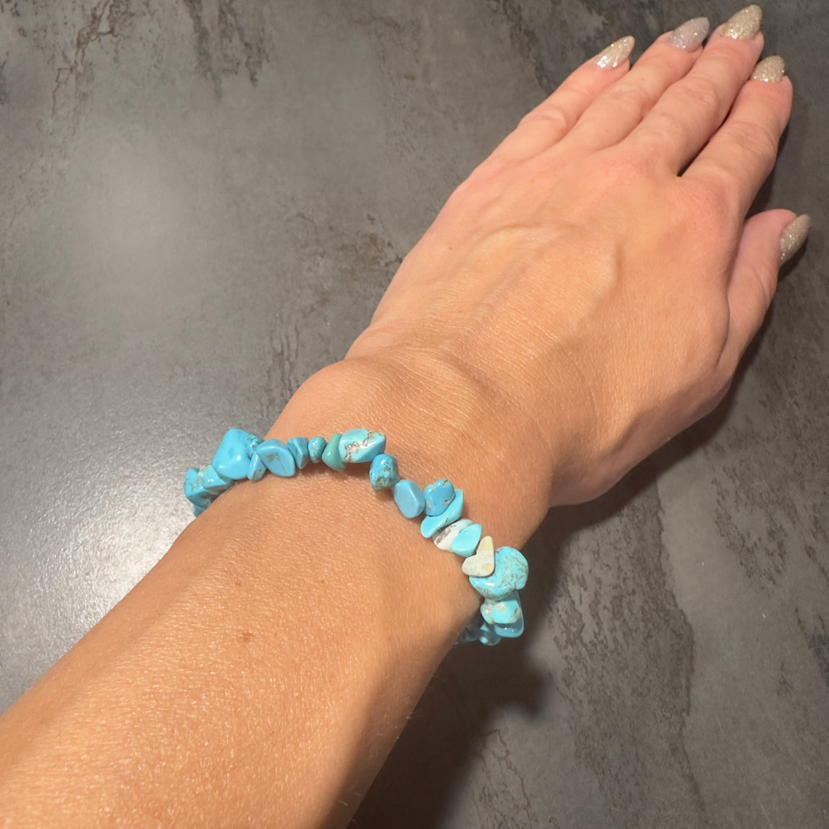 Kristallsplitterarmband Türkis Wellenruf
