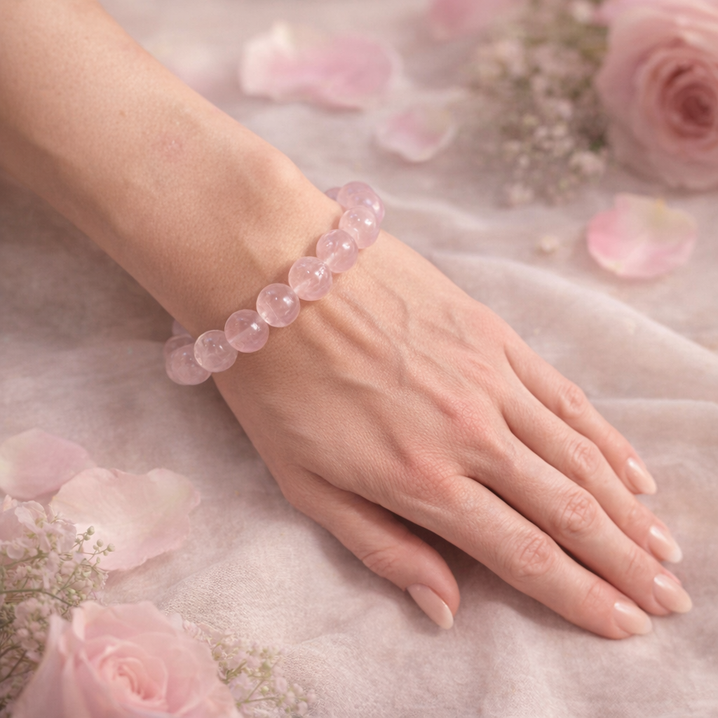 Rosenquarz 12 mm Kugelarmband