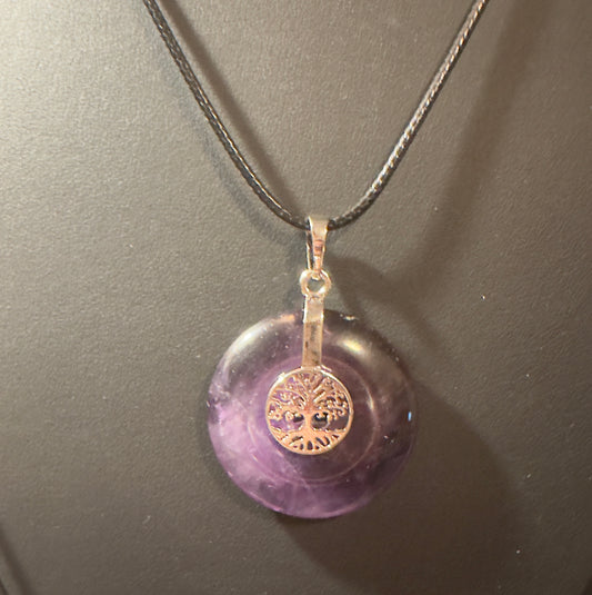 Amethyst Anhänger Lebensbaum mit Kette für Schutz Ruhe und spirituelle Klarheit