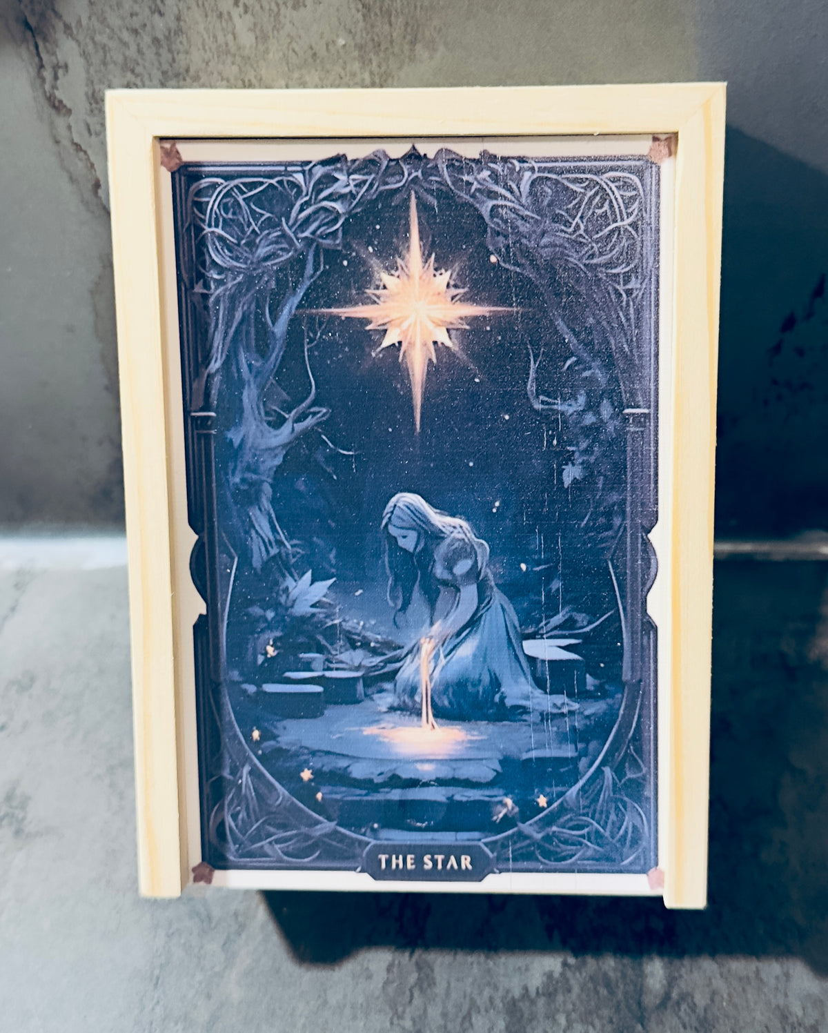 Holz Streichholzbox XL The Star Tarot Hoffnung Klarheit Segenskraft