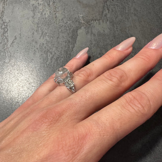 Bergkristall Ring größenverstellbar – extra großer Stein für Klarheit & Reinheit