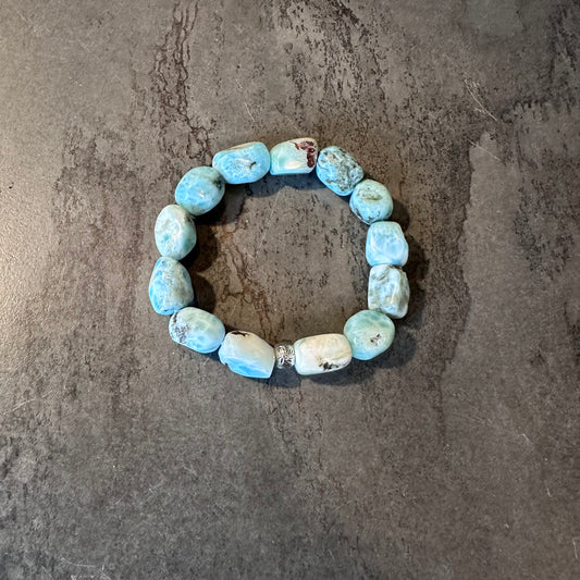 Larimar Nugget Armband Karibikenergie für Ruhe Heilung Klarheit und Halschakra Balance