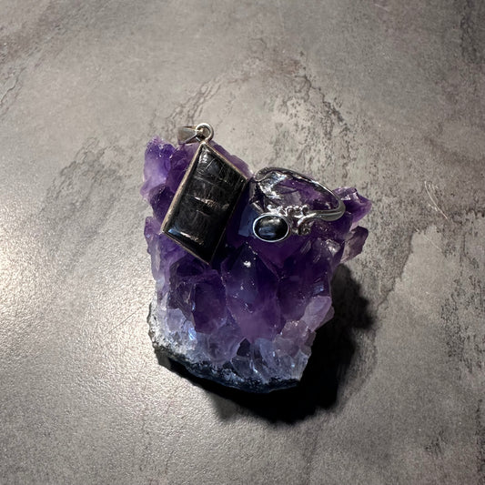 Hyperster Set – Ring größenverstellbar & Anhänger – Energie, Fokus & innere Stärke