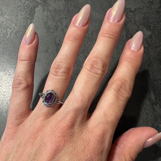 Amethyst Ring größenverstellbar – Schutz, Intuition & innere Harmonie