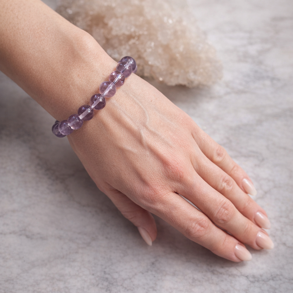 Amethystarmband 10 mm Flieder