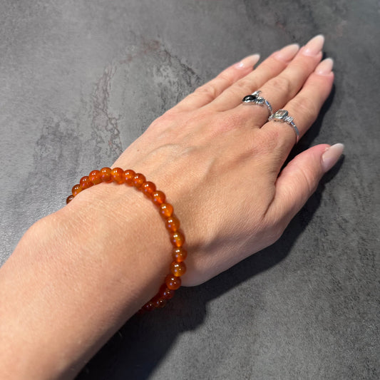 Karneol Kugelarmband 6mm für Lebensfreude, Mut und kreative Energie